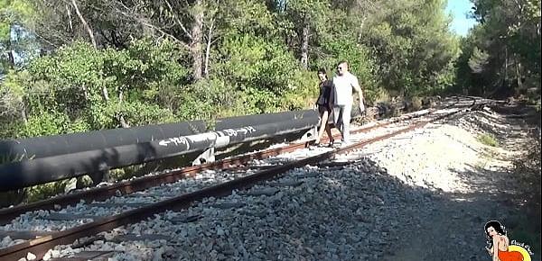  Nice couple fuck next to a train track